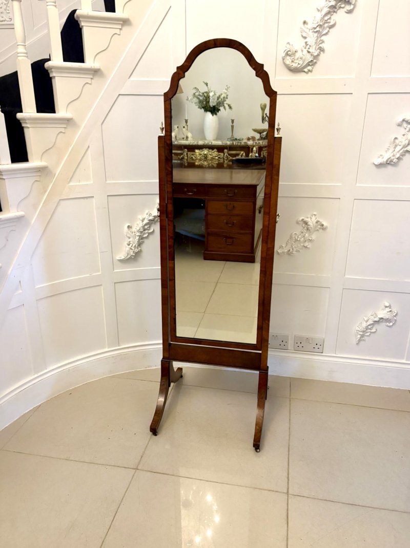 Fine Quality Antique Walnut Cheval Mirror - Image 5